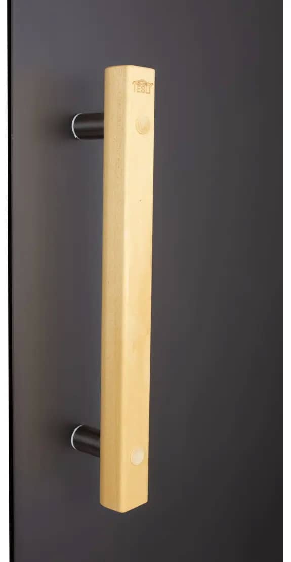 Двері для бані Tesli Lux Graphite Sateen 700х1900 з дерев'яною ручкою Двері для бані Tesli Lux Graphite Sateen 700х1900 з дерев'яною ручкою